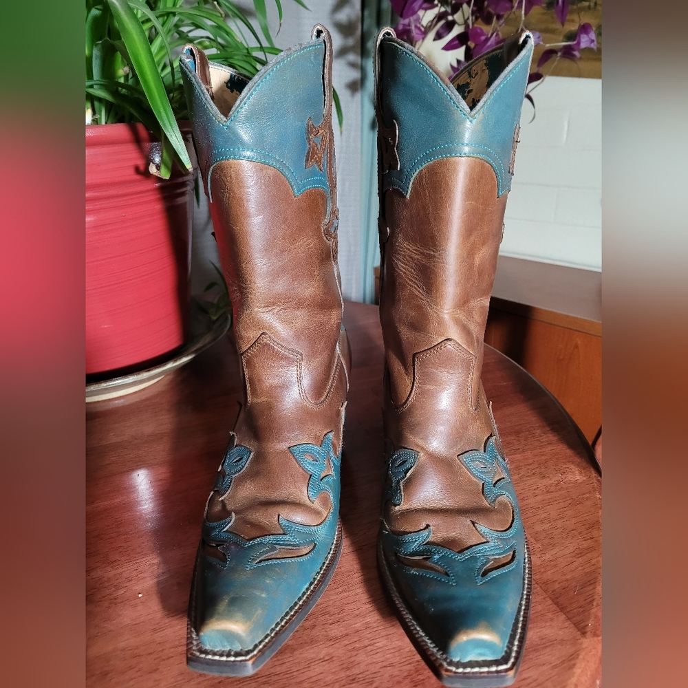 Ariat Brown and Teal Heeled Boots